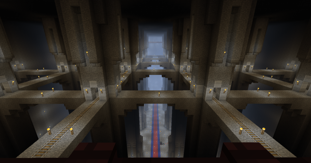 The Hornburg and the Deeping Wall, in Helm's Deep, Rohan, Middle-earth :  Minecraft