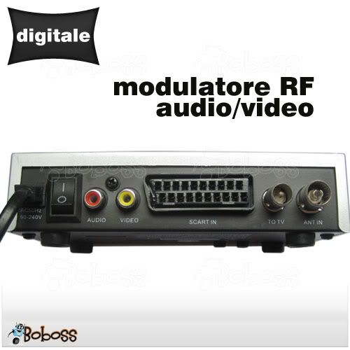 MODULATORE RF Audio/Video UHF VHF CON PRESA SCART x Decoder DVBT, SAT