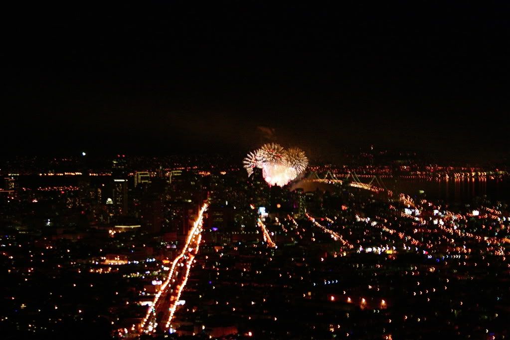 fireworks from twin peaks in San Francisco on new years