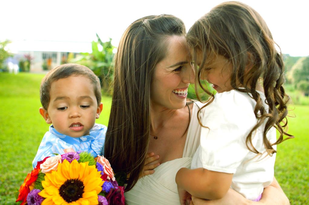 bride with flower children