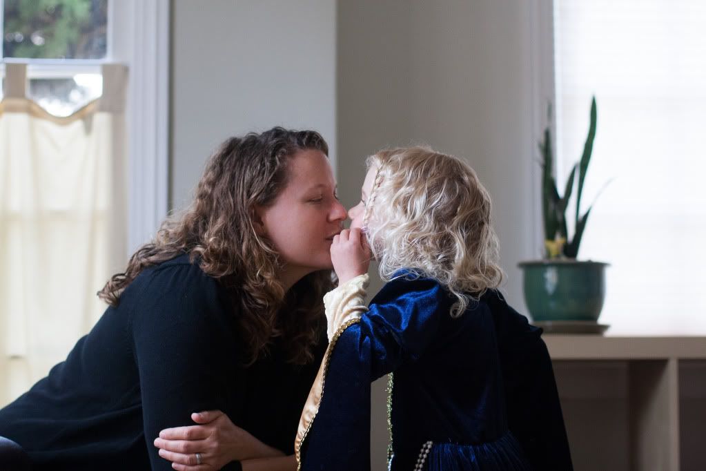 kissing mom before the party