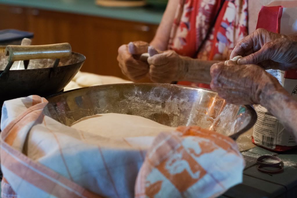 Russian hands making piroshki