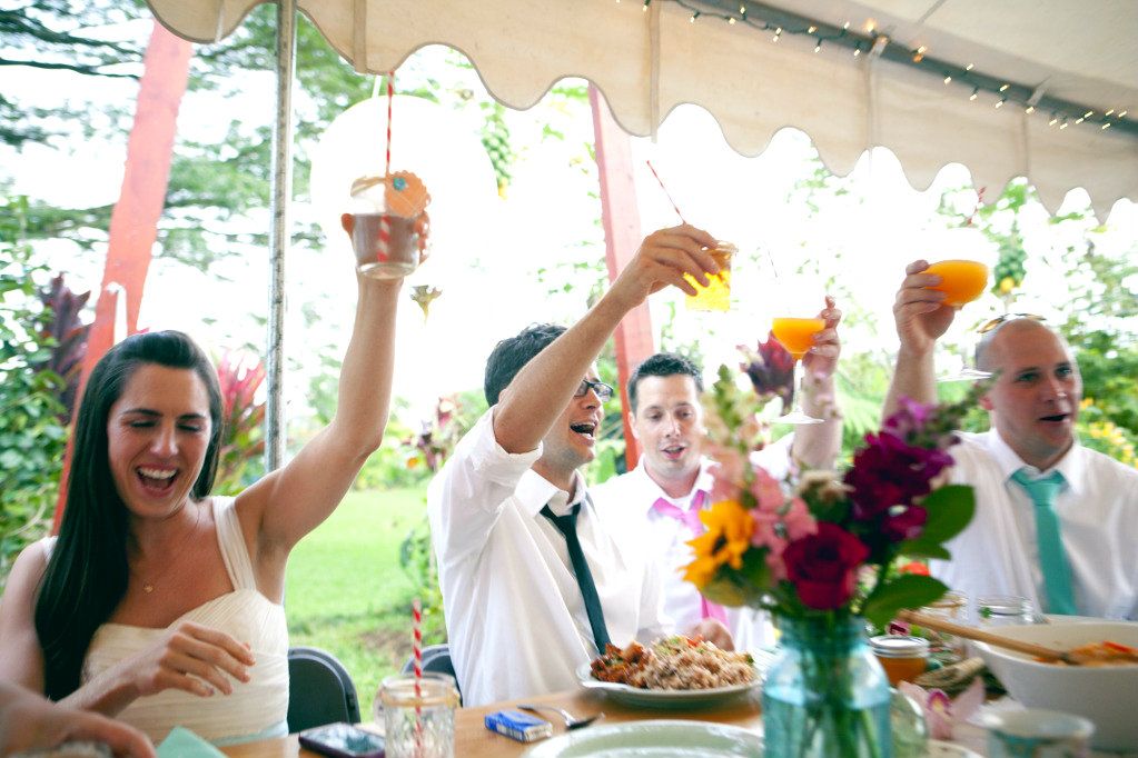 bridal party cheers