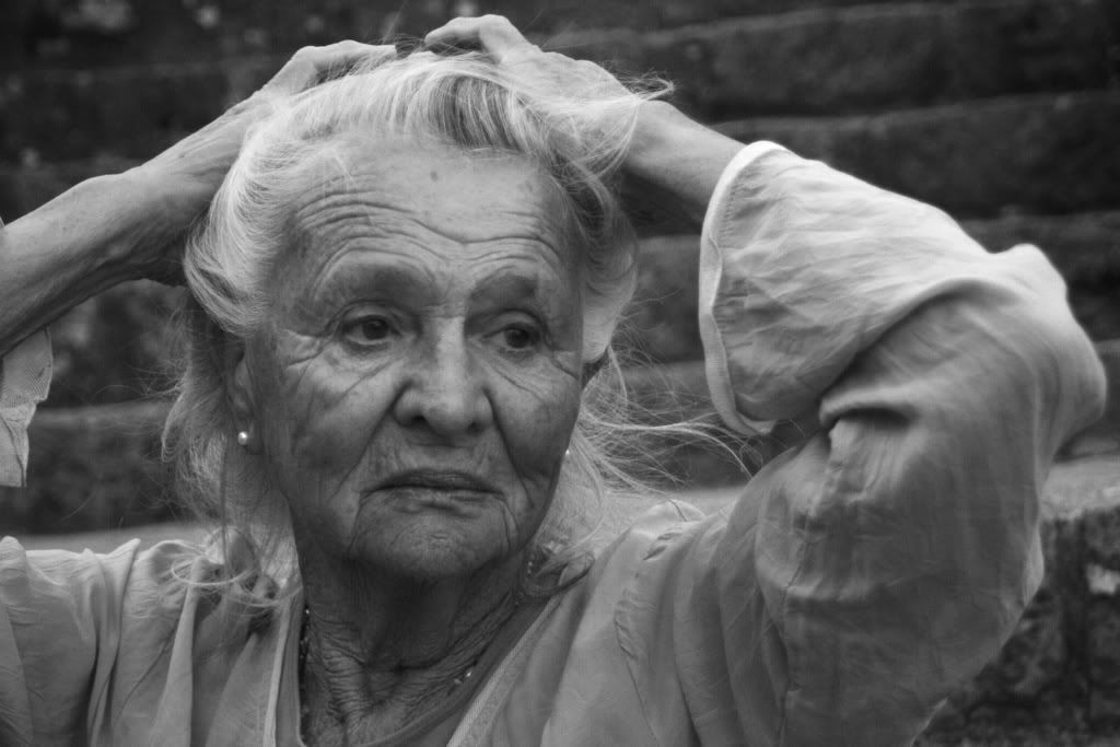 hair fabric wrinkles older woman graceful beauty