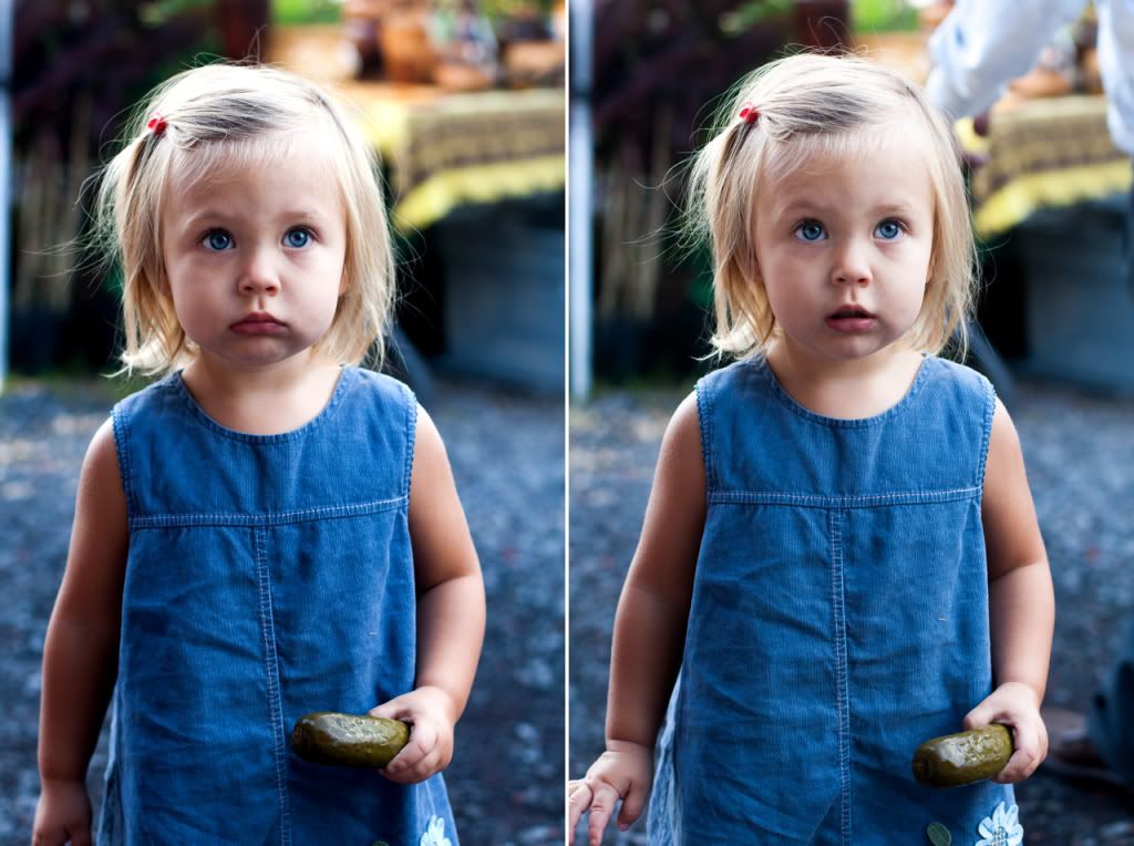 little girl with a pickle
