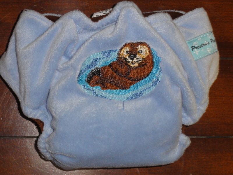 Reduced! EUC Preson's Pants OS breathable minky pocket diaper - otter embroidery Reduced! EUC Preson's Pants OS breathable minky pocket diaper - otter embroidery