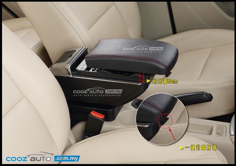 Honda BRV BRV PVC Adjustable Arm Rest Armrest Console Black Leather 7