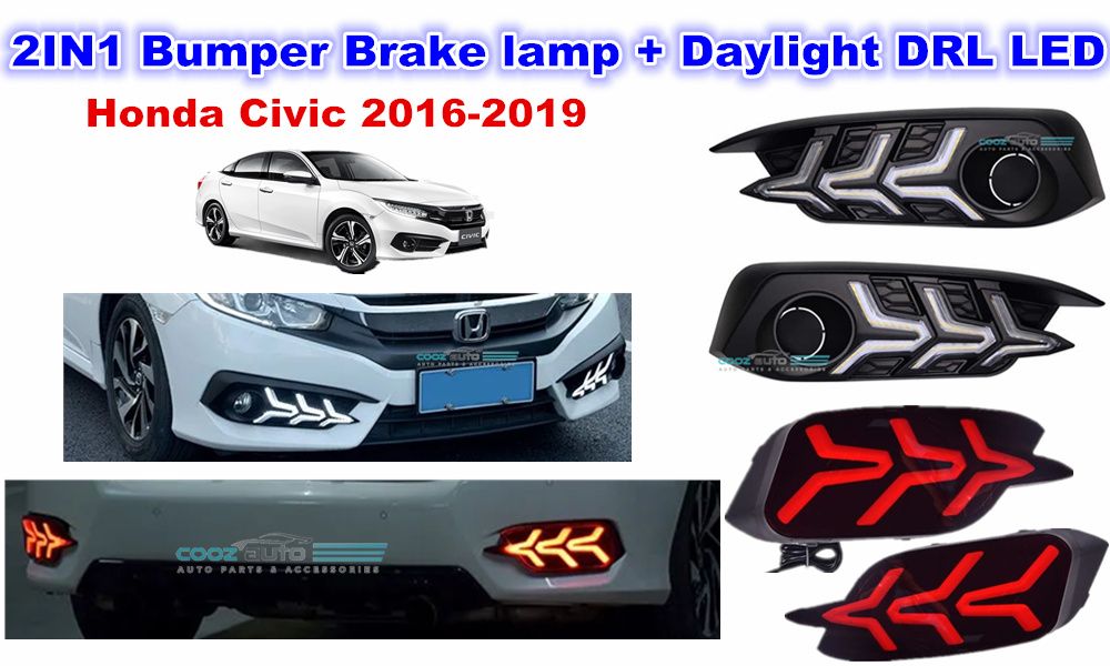 HONDA CIVIC 2016 2019 Bumper Brake Lamp And Daylight DRL LED 2IN1