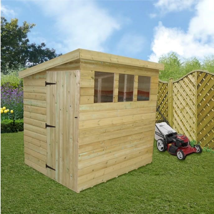 Garden Shed 9ft X 4ft Pressure Treated Pent Shed With 3 Windows