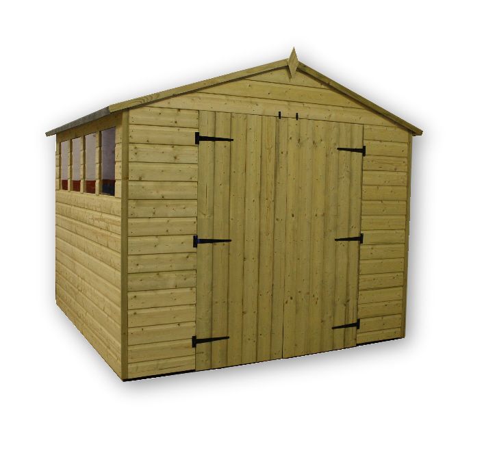 Details about GARDEN SHED 8X8 APEX SHED PRESSURE TREATED EXTRA HEIGHT 