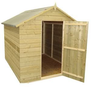 GARDEN SHED PRESSURE TREATED TANALISED APEX TONGUE &amp; GROOVE 6X6 7X6 