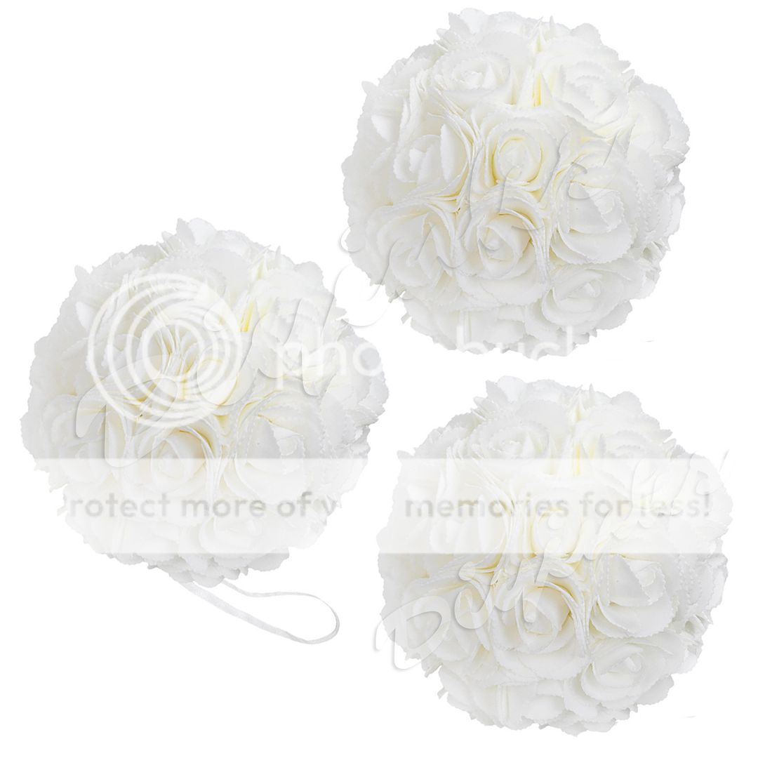 3 Pack 9 Kissing Ball Wedding Decoration Rose Pomander Ivory