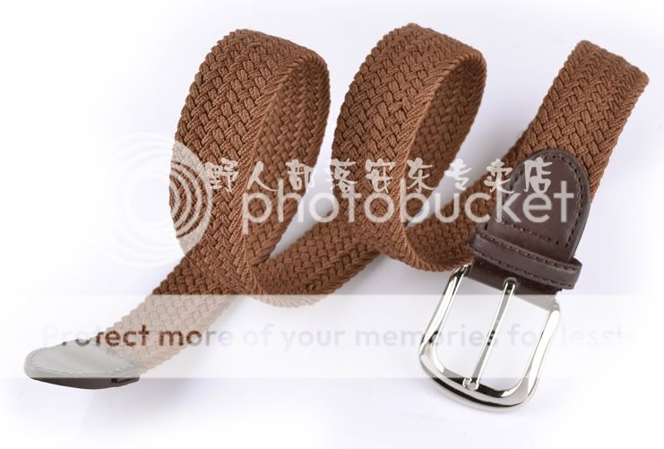 One piece Fashion men braided woven stretch belt #4977  