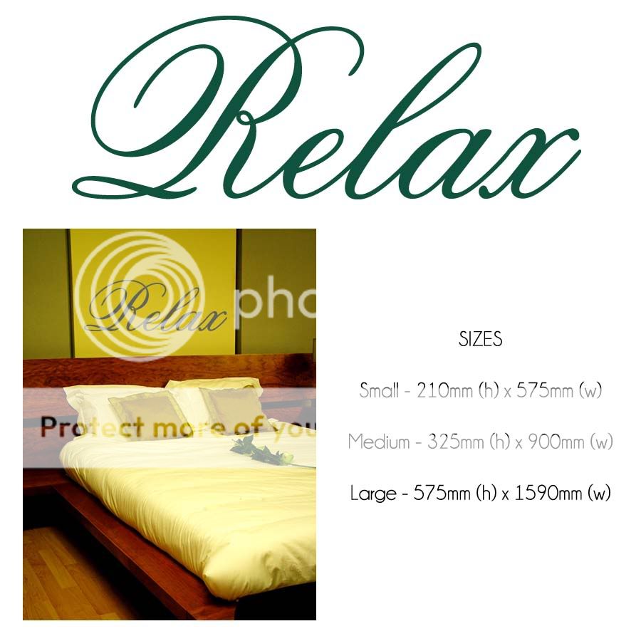   RELAX Wall Sticker Decal 3   Bedroom Decor  19 Colours