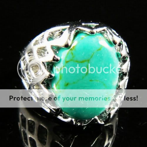 Turquoise Green Gemstone Cool Fancy Ring Size 9 ka8243  