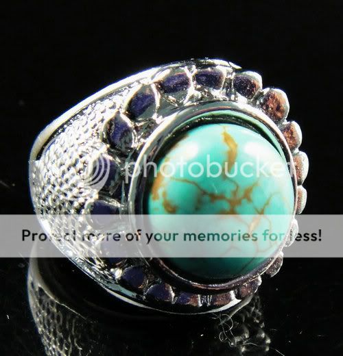 Turquoise Carved Gemstone Unique Fancy Ring Size 8 kc1694  