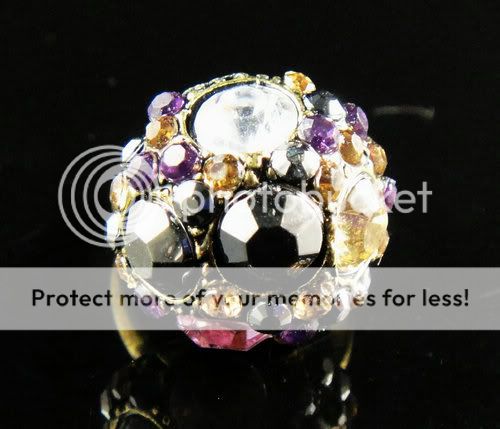 Multicolor Shiny Diamante 18k GP Adjustable Ring k37  