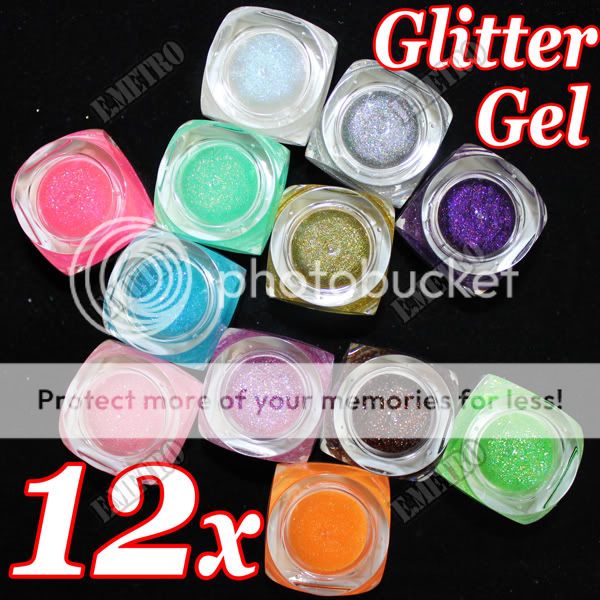 12 Gel UV 8ml GLITTER POUSSIERE Manucure Ongle Tip Déco  
