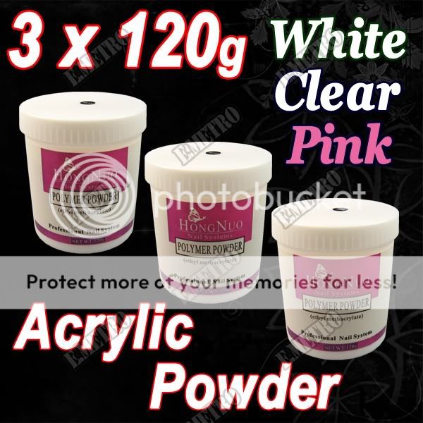 3x120g Pink White Clear Acrylic Builder Powder Nail Art  