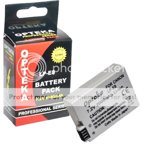 Opteka LP E8 Canon Equivalent Ultra High 2000mAh Lithium Ion Extended 