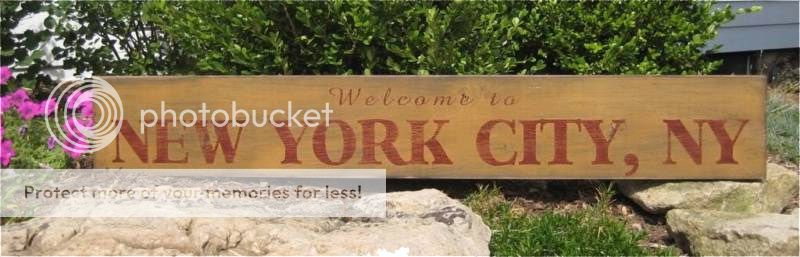 Welcome to New York City   Hand Painted Wooden Sign HUG  