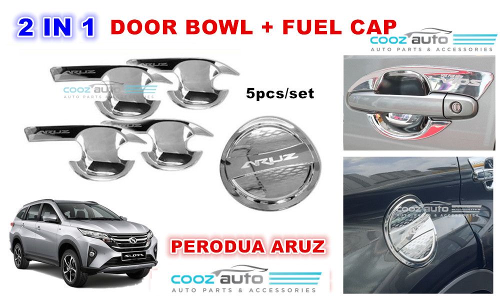 Perodua Aruz 3in1 Chrome Door Handle Cover + Handle Bowl 